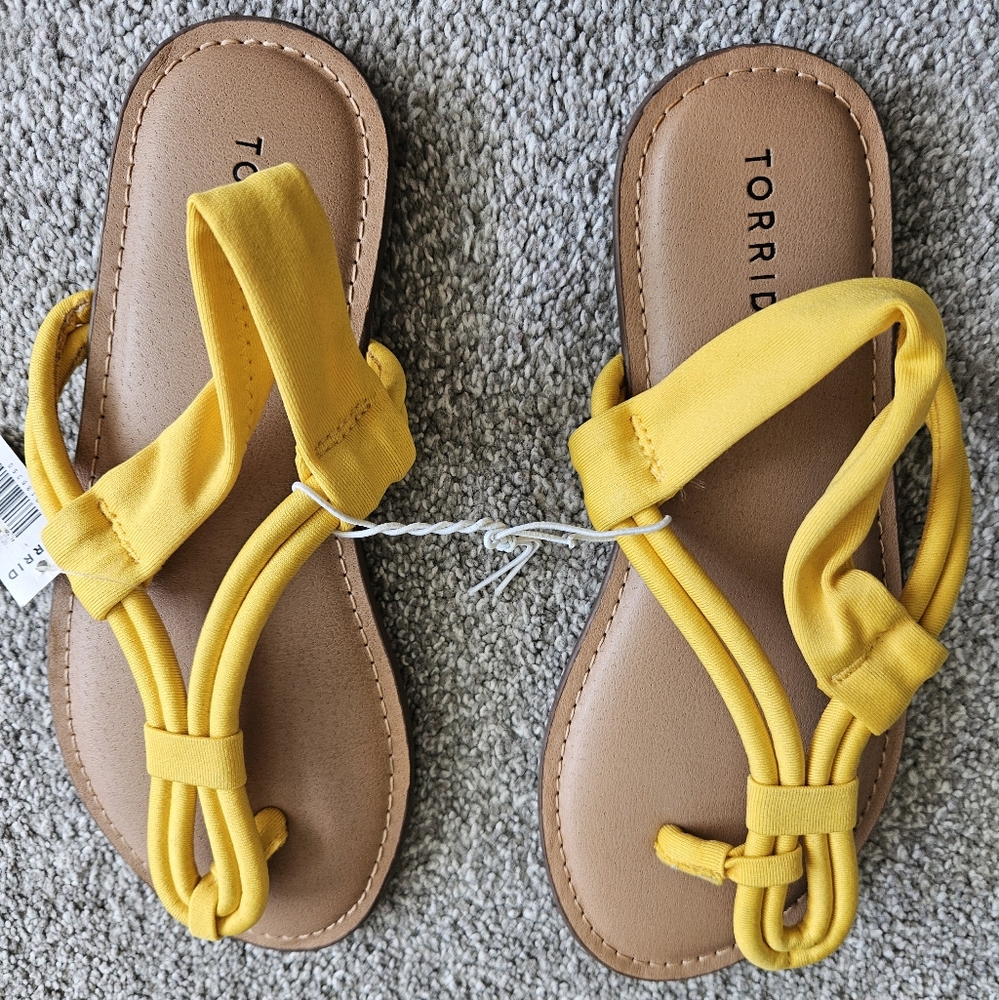Torrid extra wide width t-strap sandal, 6ww, golden yellow - Picture 7 of 9
